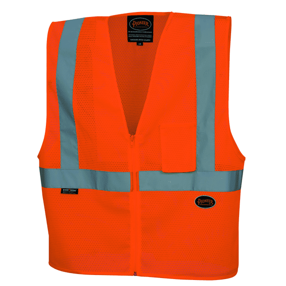 Pioneer Zip-Up Safety Vest - Color: Hi-Vis Orange - Size: 3XL