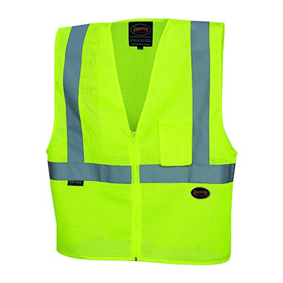 Pioneer Zip-Up Safety Vest - Color: Hi-Vis Yellow/Green - Size: XL