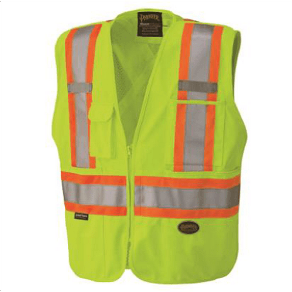 Pioneer Zip-Up Snap Break Away Safety Vest - Color: Hi-Vis Yellow/Green - Size: 4XL