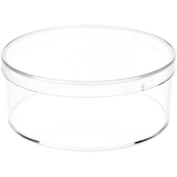 Pioneer Plastics 015C Clear Small Round Plastic Container, 3.3125" W x 1.3125" H, Pack of 12