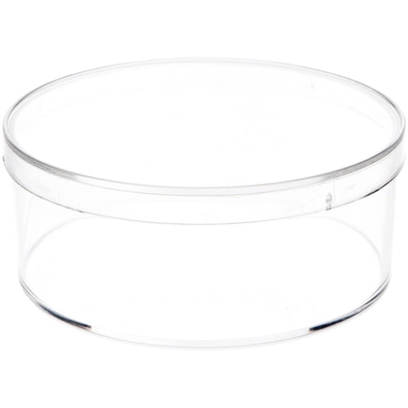 Pioneer Plastics 015C Clear Small Round Plastic Container, 3.3125" W x 1.3125" H, Pack of 4