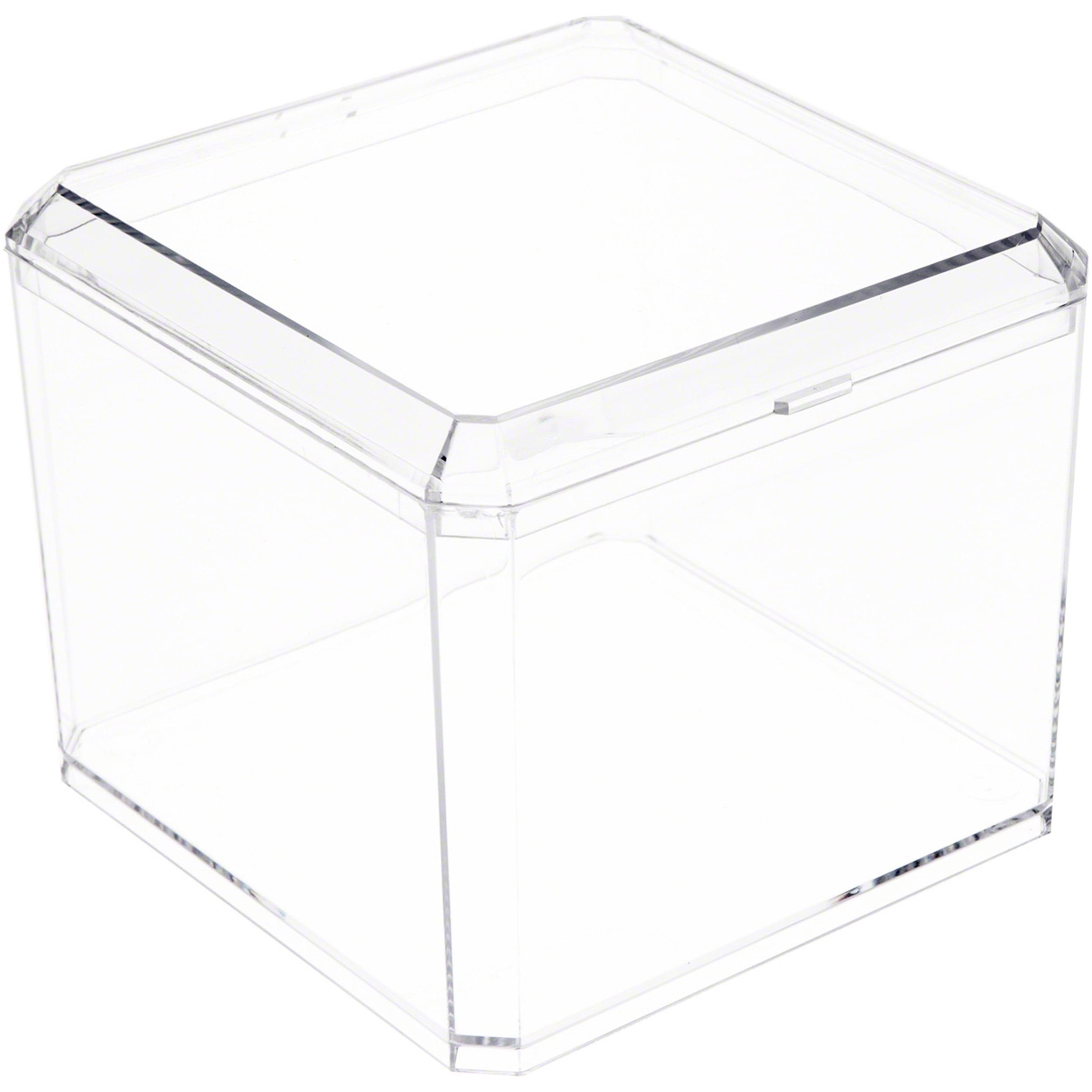 Pioneer Plastics 028C Clear Square Plastic Container, 3.75 W x 3.0625 H,  Pack of 4 