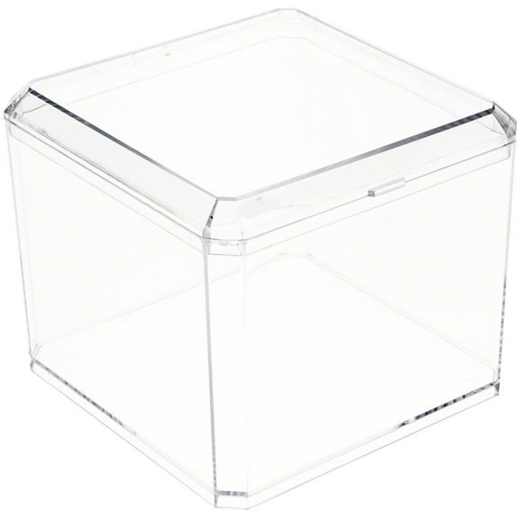 Pioneer Plastics 028C Clear Square Plastic Container, 3.75" W x 3.0625" H, Pack of 4