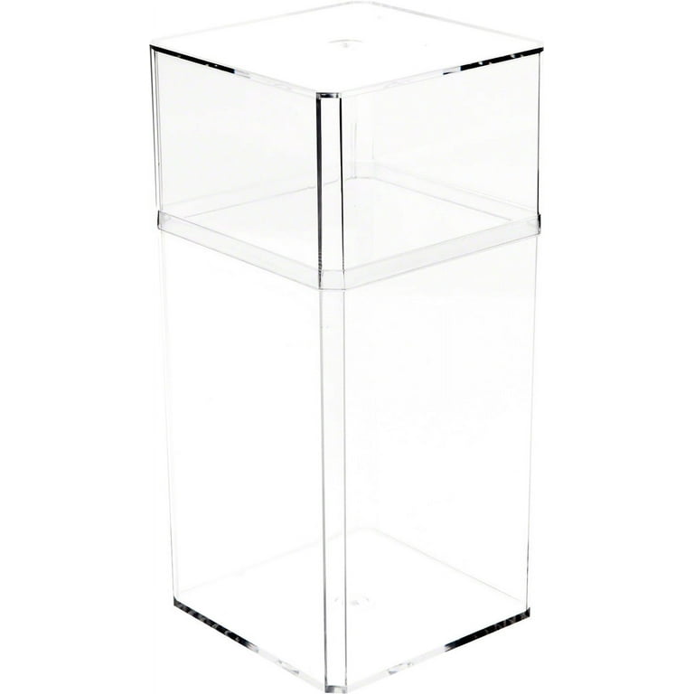 Pioneer Plastics 048C Clear Large Tall Rectangular Plastic Container, 3.75  W x 3.75 D x 8.25 H, Pack of 2
