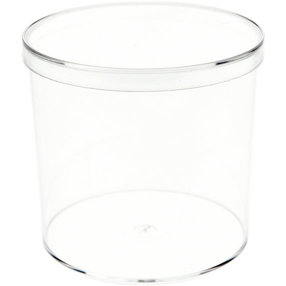 Pioneer Plastics 115C Clear Cylinder Plastic Container, 3.375" W x 3.125" H, Pack of 2