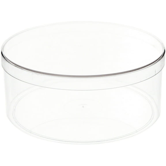 Pioneer Plastics 180C Clear Round Plastic Container, 6" W x 2.5" H, Pack of 4