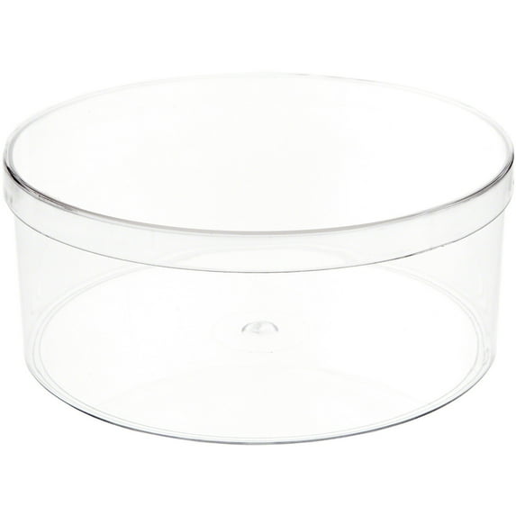 Pioneer Plastics 185C Clear Round Plastic Container, 7.375" W x 3" H, Pack of 2