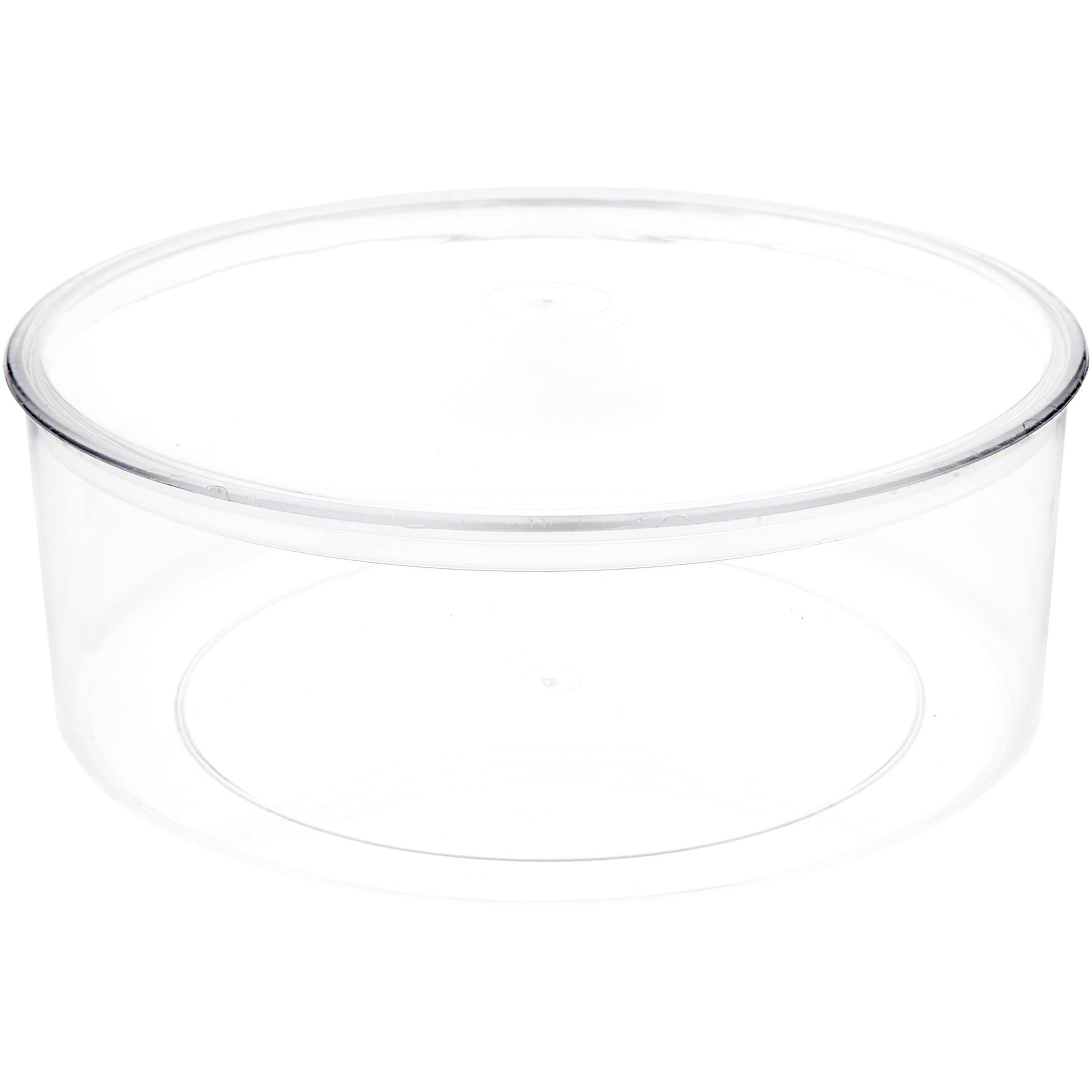 Pioneer Plastics 240C Clear Large Round Plastic Container, 8 W x 3 H,  Pack of 2