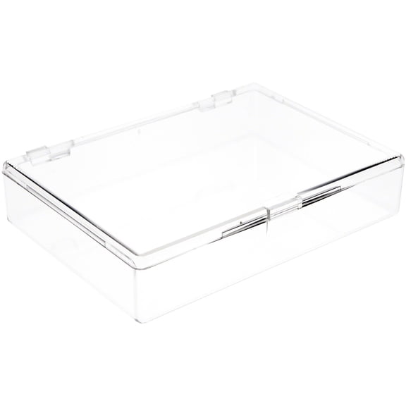 Pioneer Plastics 575C Clear Rectangular Plastic Container with Snap Closure Lid, 7" W x 5" D x 1.25" H