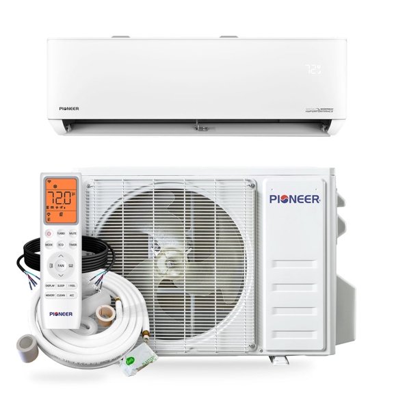 Pioneer Quantum Hyperformance 24,000 BTU 22.5 SEER2 230V High-Wall Ductless Energy-Star Mini-Split Air Conditioner Inverter Hyper Heat Pump Full Set