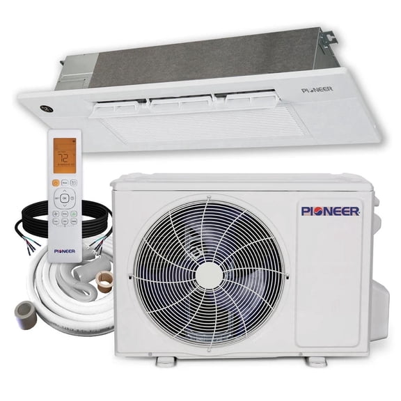 Pioneer Quantum Ultra 18,000 BTU 22 SEER2 230V Single-Way Ceiling Cassette Ductless Mini-Split Air Conditioner Inverter Heat Pump Full Set