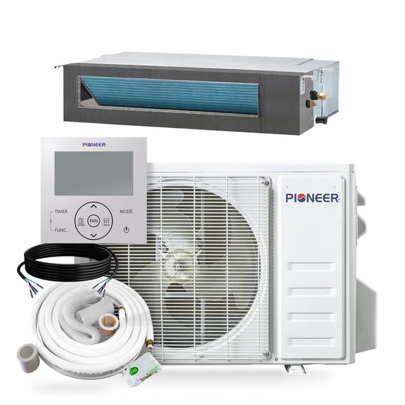 Pioneer Quantum Ultra 9,500 BTU 19.6 SEER2 230V Ceiling Concealed Ducted Mini-Split Air Conditioner Inverter Heat Pump Full Set