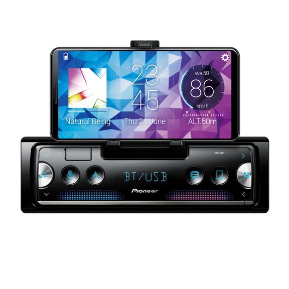 Pioneer SPH-10BT Smart Sync Car Stereo Audio Digital Head Unit, Single DIN, with Bluetooth and Built-in Smartphone Cradle