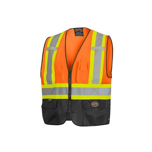 Pioneer Safety Vest, Hi Vis Reflective Solid Neon, 8 Pockets, Zipper,  Adjustable for Construction, Traffic, Survey Work – Multiple Colors