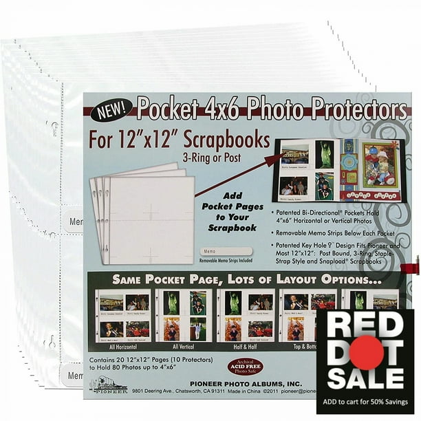 Pioneer Scrapbook Refill Page 12x12 5pc 4x6 Pocket