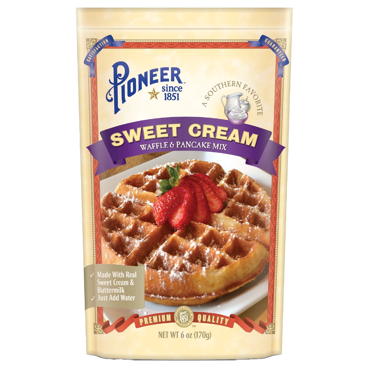 Pioneer Sweet Cream Baking - Waffle & Pancake Mix - 6 oz pack of 4