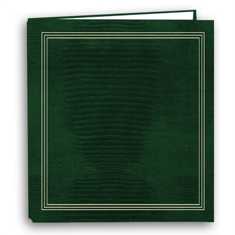 Hunter Green Faux Leather Three-Ring Photo Album with Gold Accents