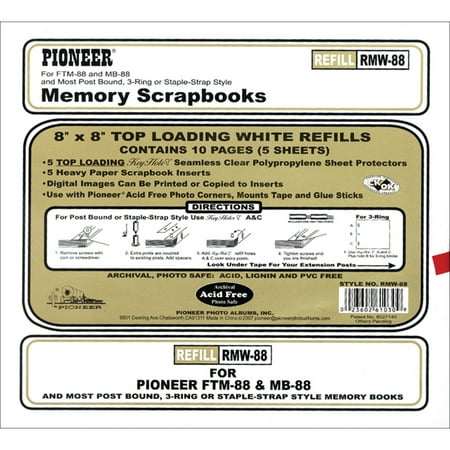 Pioneer Universal Top-Loading Page Protectors 5/Pkg 8"X8" (W/White Inserts)
