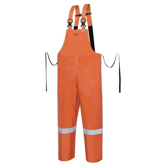 Pioneer V2448450-L PVC on Nomex/Kevlar Bib Work Safety Pants - Reflective Tape, Orange, L
