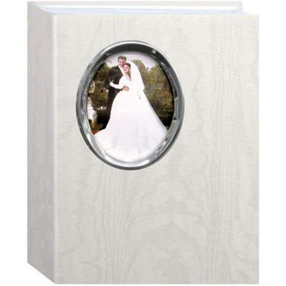 Pioneer Photo Album WAF-46, Bound Wedding Photo Album White with Silver Oval Framed Cover, Holds 200 4x6" Pictures