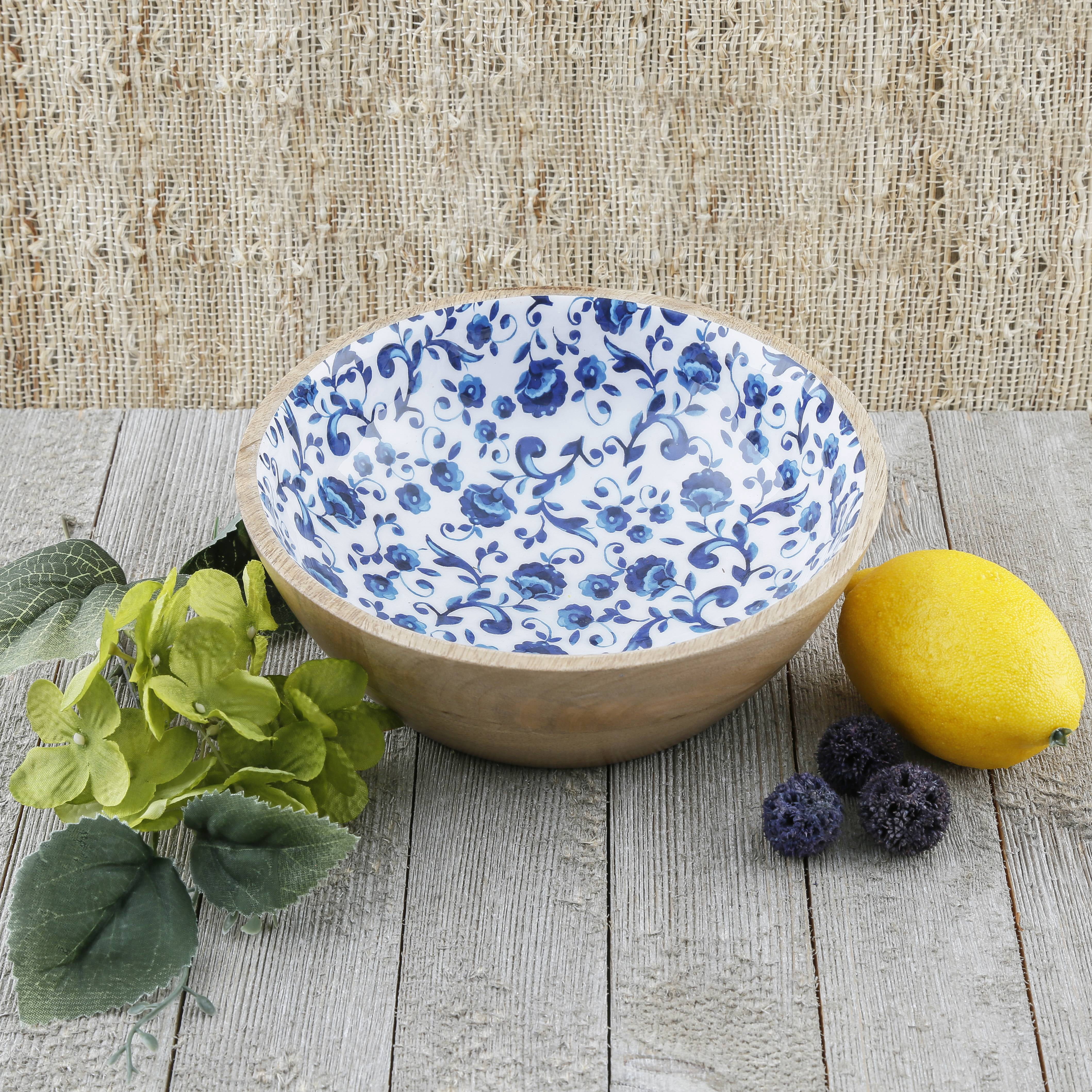 Pioneer Woman 7” Heritage Floral Wood/Enamel Salad Bowl, set of 2