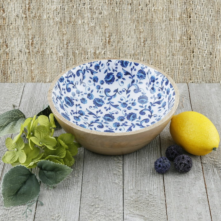 Pioneer Woman 7” Heritage Floral Wood/Enamel Salad Bowl, set of