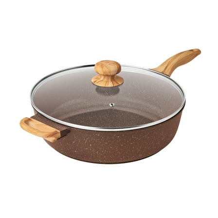 The Pioneer Woman 6-Quart Cast Aluminum Jumbo Cooker Saute Pan, Brown Speckle
