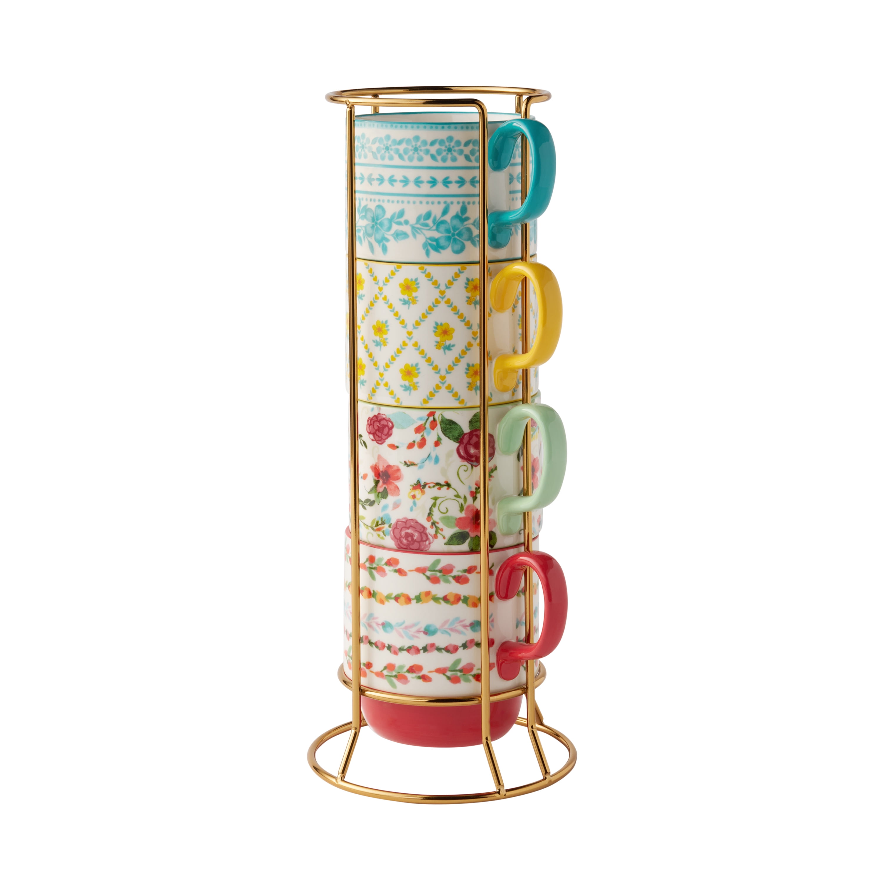 The Pioneer Woman Ditsy Stacking 12.47 oz Stoneware Mugs