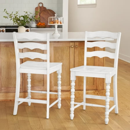Pioneer Woman Harper Counter-height Wood Stools, 2 Pack, White