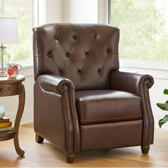 Pioneer Woman Harper Leather Recliner with Whiskey Upholstery
