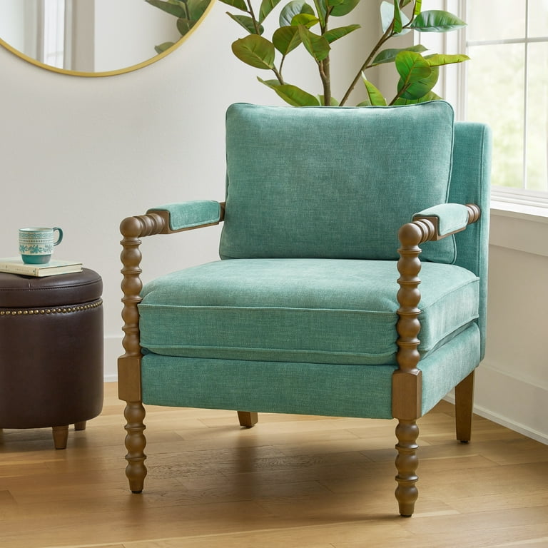 Free Shipping! The Pioneer Woman Spindle Accent Chair Jade Fabric