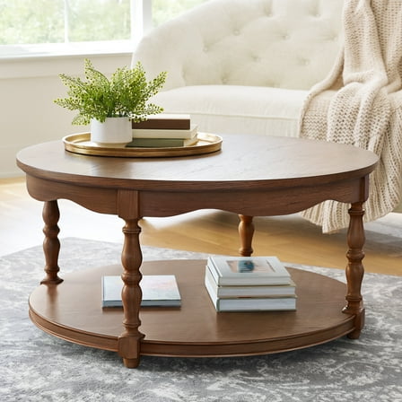 Pioneer Woman Helen Round Coffee Table, Heirloom Brown