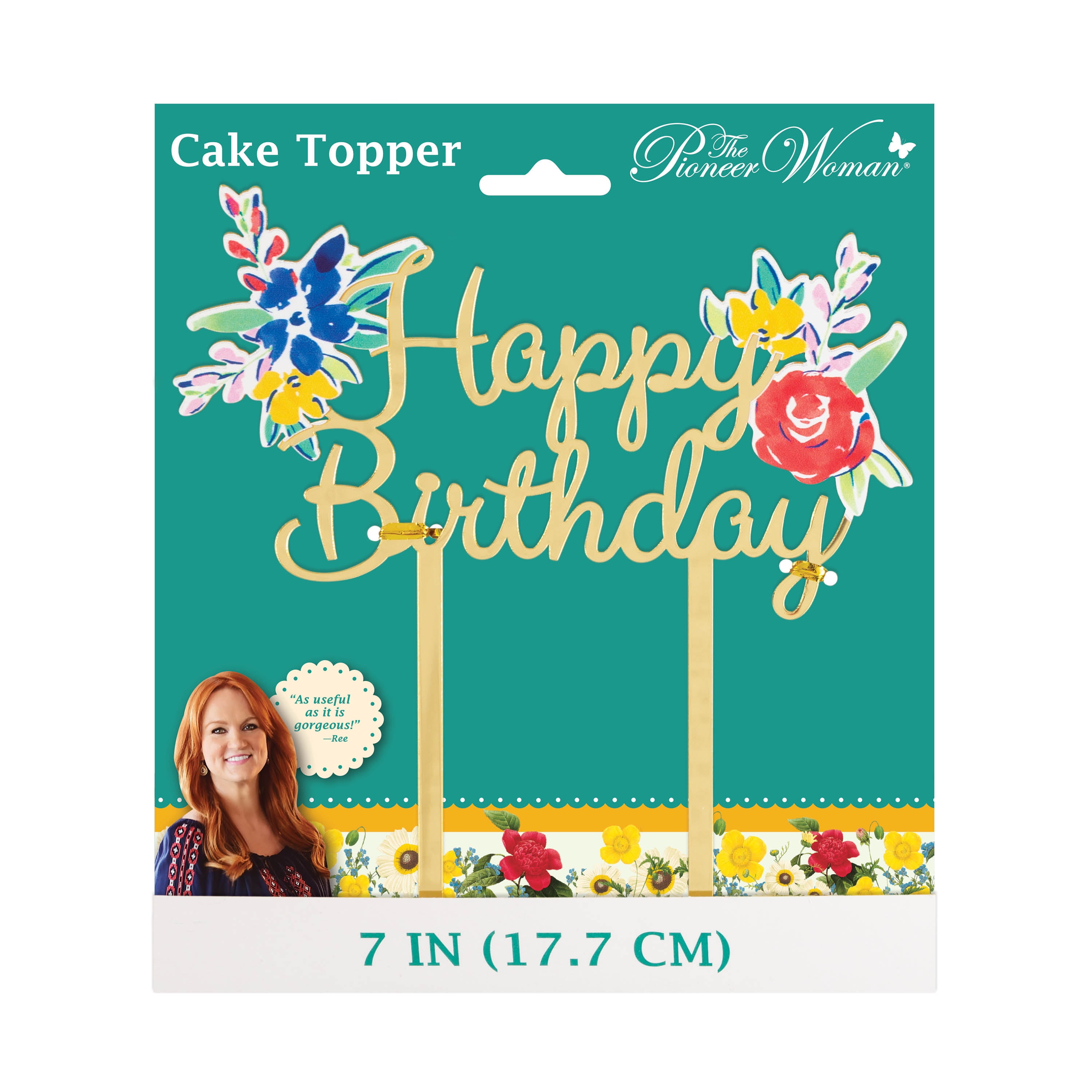The Pioneer Woman Plastic Happy Birthday Flowers Cake Topper