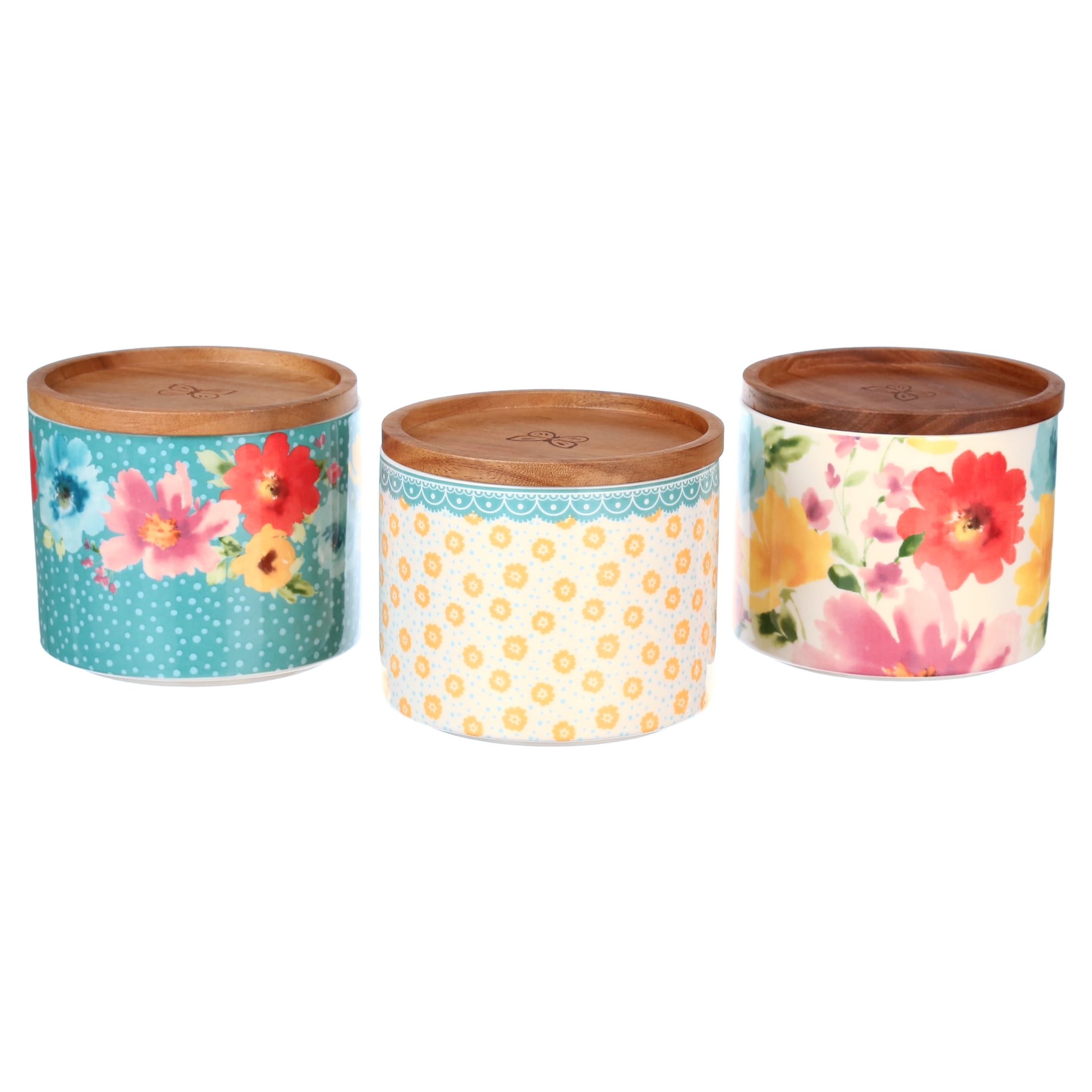 Pioneer Woman Stacking 3-Piece Stoneware Canister Set
