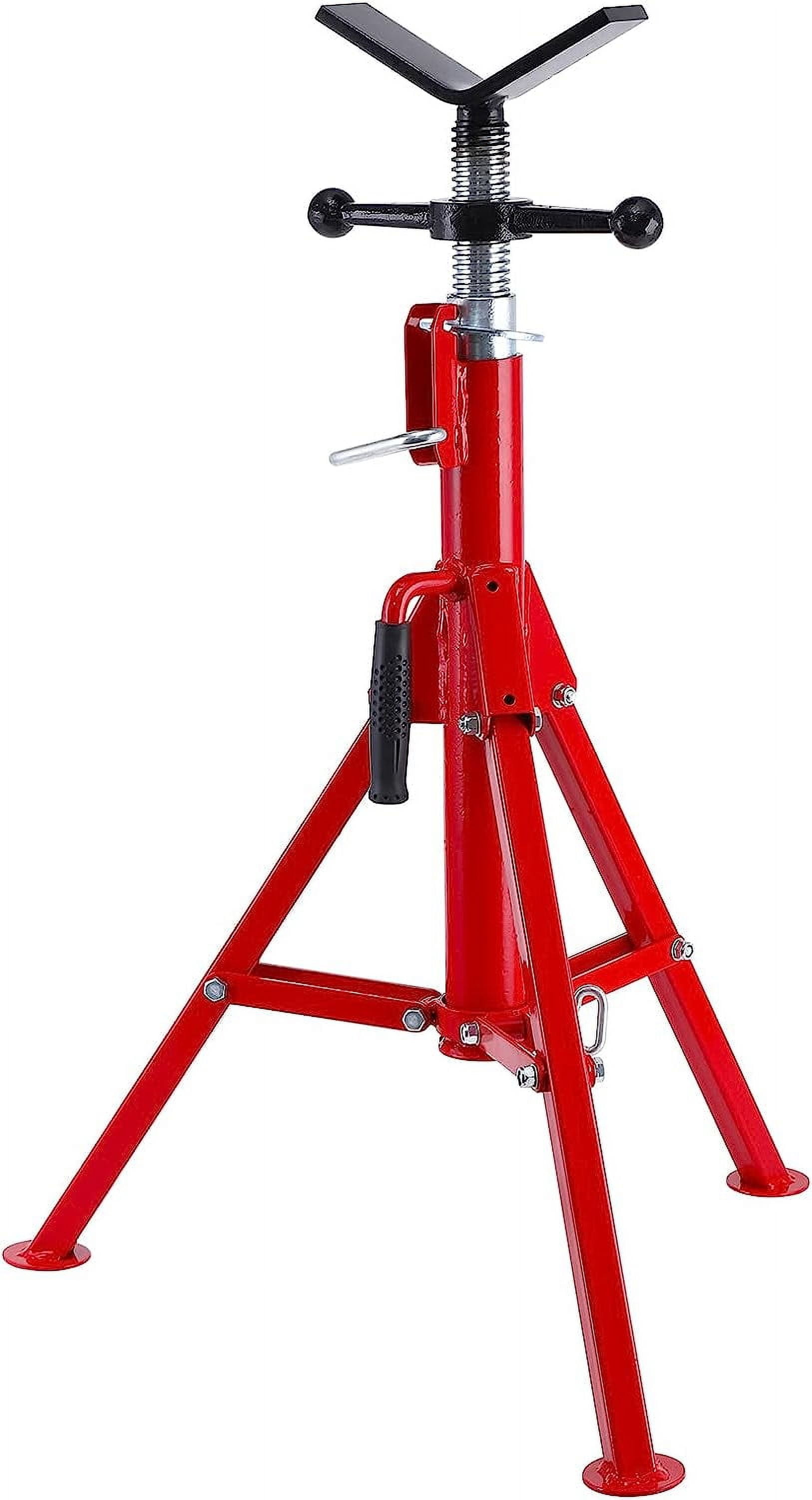 PioneerWorks V Head Pipe Jack Stand,28-52 Inch Adjustable Height,1/8"-12" Capacity, 2500 lb Load Capacity,Heavy Duty Carbon Steel Body, Steel Jack Stands with Portable Folding Legs