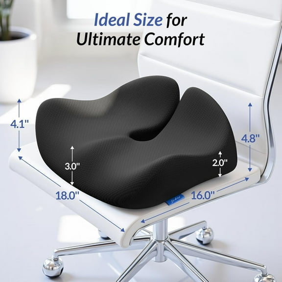 Pioneering Seat Cushion for Pressure Relief, Ergonomic Office Chair Cushion for Sciatica, Back, Hemorrhoids & Tailbone Pain Relief, High-Density Memory Foam Car Seat Cushion with Anti-Slip Base