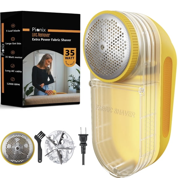 Pionix Extra Power Lint Remover Fabric Shaver - 35W w/ Strong Suction Sweater Lint Remover Shaver, 2-Speed Setting Lint Shaver - Clothes Shaver Lint Remover, Fabric Shaver Fuzz Remover for Furniture