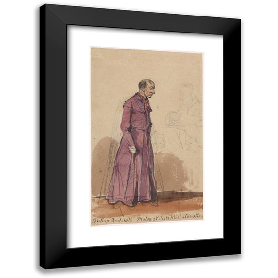 Piotr Michałowski 11x14 Black Modern Framed Museum Art Print Titled - Portrait of Bishop Łętowski (1850)