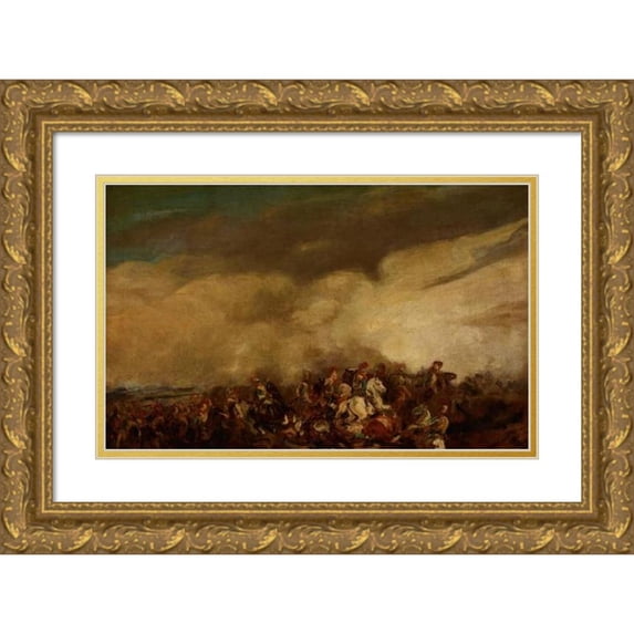 Piotr Michałowski 14x11 Gold Ornate Wood Frame and Double Matted Museum Art Print Titled - Battle (1835)