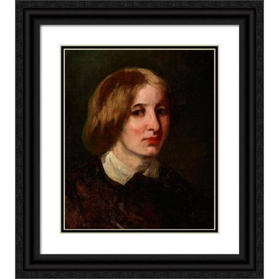Piotr Michałowski 20x23 Black Ornate Framed Double Matted Museum Art Print Titled: Portrait of Jozefa Ostrowska (circa 1850)