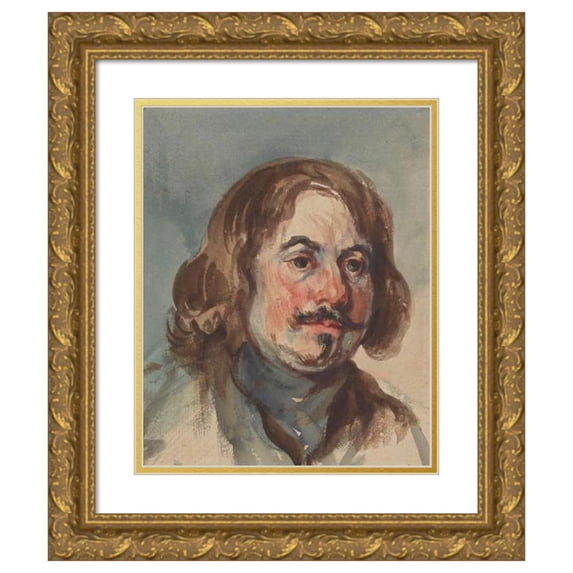 Piotr Michałowski 20x24 Gold Ornate Framed and Double Matted Museum Art Print Titled - Portrait Study of a Man (1830-1845)
