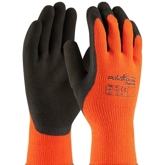 Pip 41-1400 Powergrab Thermo Orange Shell/Brown Grip Glove (1 Dozen), Medium