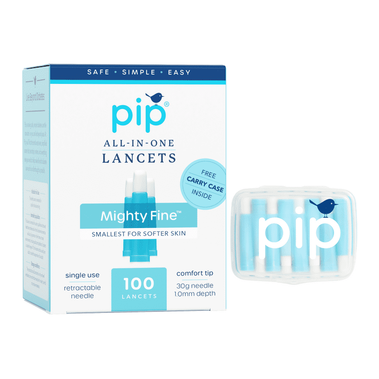 Pip Lancets, All-in-One Diabetes Safety Lancets, 30g x 1.0mm, 100 Count Box