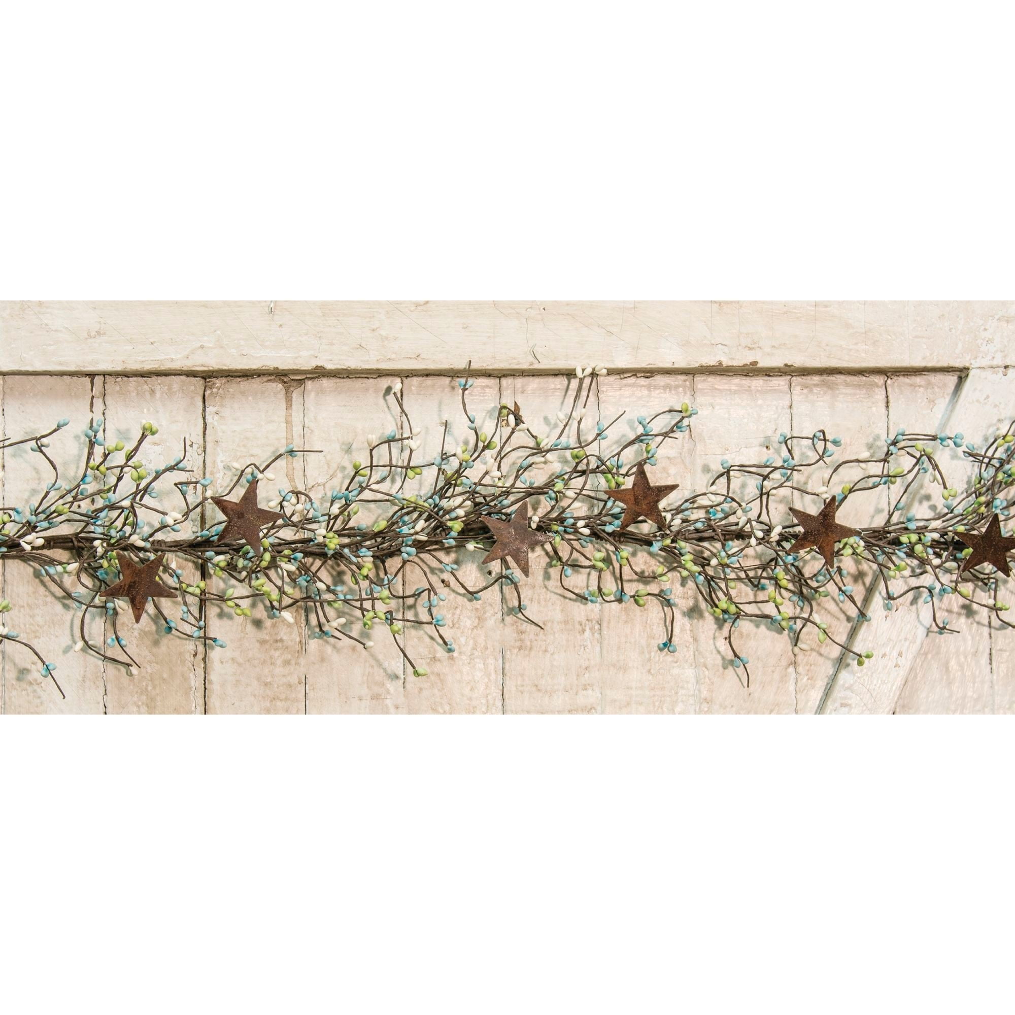 Pip Berry Garland With Stars Seabreeze 40" - Blue/White/Green - 40 inches