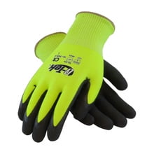 PIP Industries B1505372 G-Tek CR High-Visibility Nitrile Grip Gloves HPPE & Glass Liner Palm Gloves, Black & Lime Green - Medium - 12 Pairs