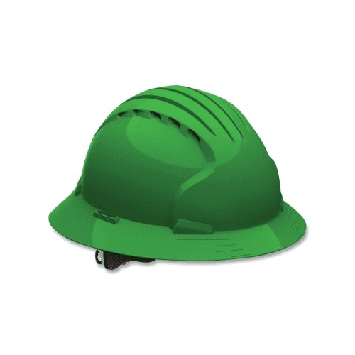 PIP Industries B3113393 Evolution Deluxe 6161 Full Brim HDPE Shell 6-Point Suspension Ratchet Adjustment Hard Hat, Green