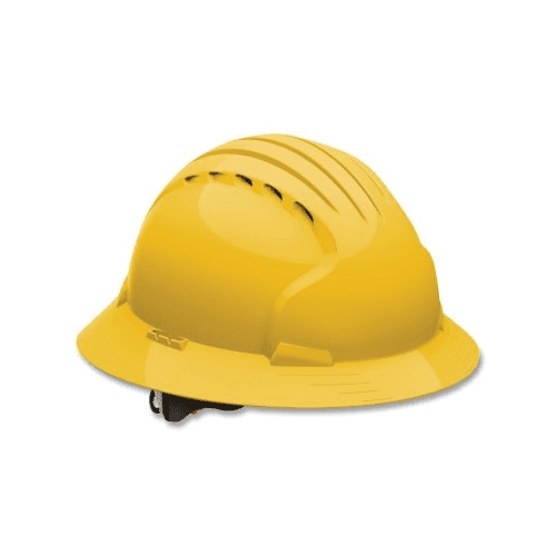 PIP Industries B3113659 Evolution Deluxe 6161 Full Brim HDPE Shell 6-Point Suspension Ratchet Adjustment Hard Hat, Yellow