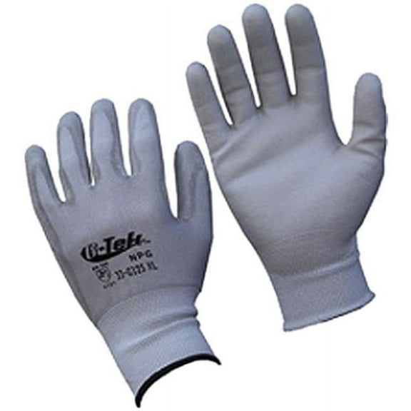 PIP Safety G-Tek 33-G125 Seamless Knit Nylon Blend Glove with Polyurethane Coated Flat Grip, Gray - Size 7 - S - 12 Pairs