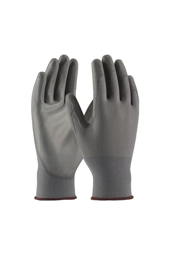 Coated Gloves, Polyurethane, Smooth, Palm, 2 Abrasion Level, Gray, L (9) 12 PK