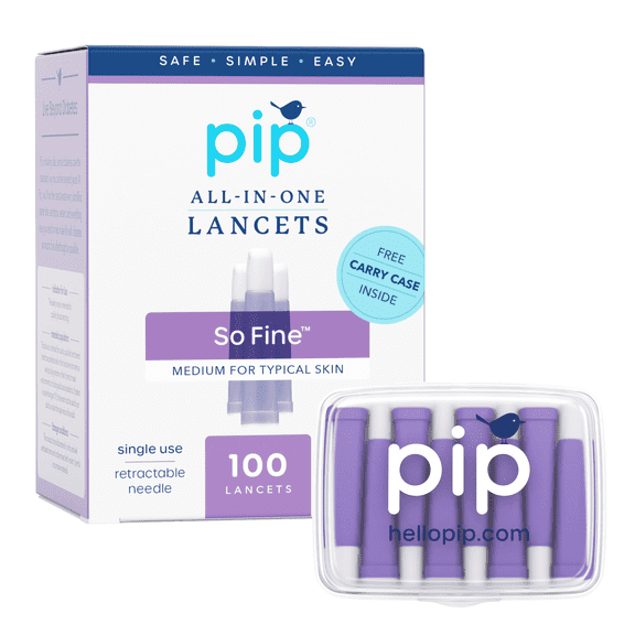 Pip Diabetic Lancets, All-in-One Safety Lancets for Blood Sugar Testing, 30G x 1.6mm, 100 Count
